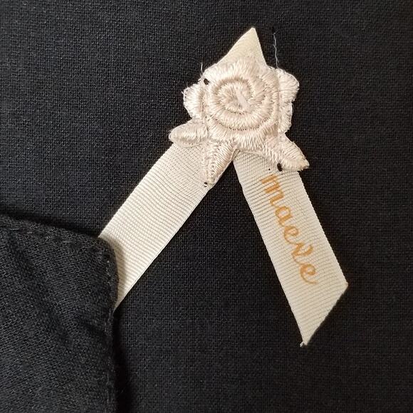 MAEVE Black Sheath Dress Silk Trim V-neck Front Pockets - Size 2 - Picture 8 of 9